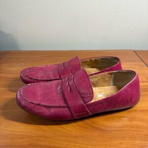 Born‎ Melinda Penny Loafer Pink Fuchsia Leather Slip On Flat 11M